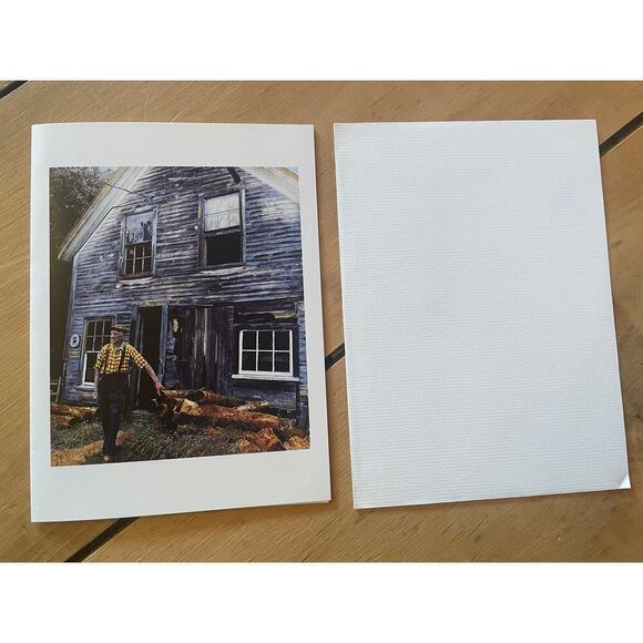 Beautiful Vintage Greeting Card w/ Envelope. MAINE. "Robin @ his workshop" Cabin - Picture 2 of 3